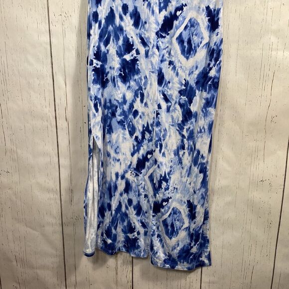 Lulus Blue Tie Dye Slit Maxi Dress S Boho Beachwear Resort Surf Girl Coastal - Picture 15 of 16